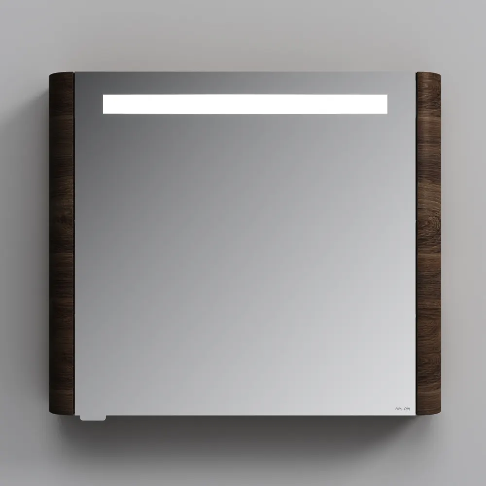 M30MCL0801NF Sensation, зеркало, зеркальный шкаф, левый, 80 см, с подсветкой, орех, текстурированная — фото 3, Зеркальные шкафы в ванную