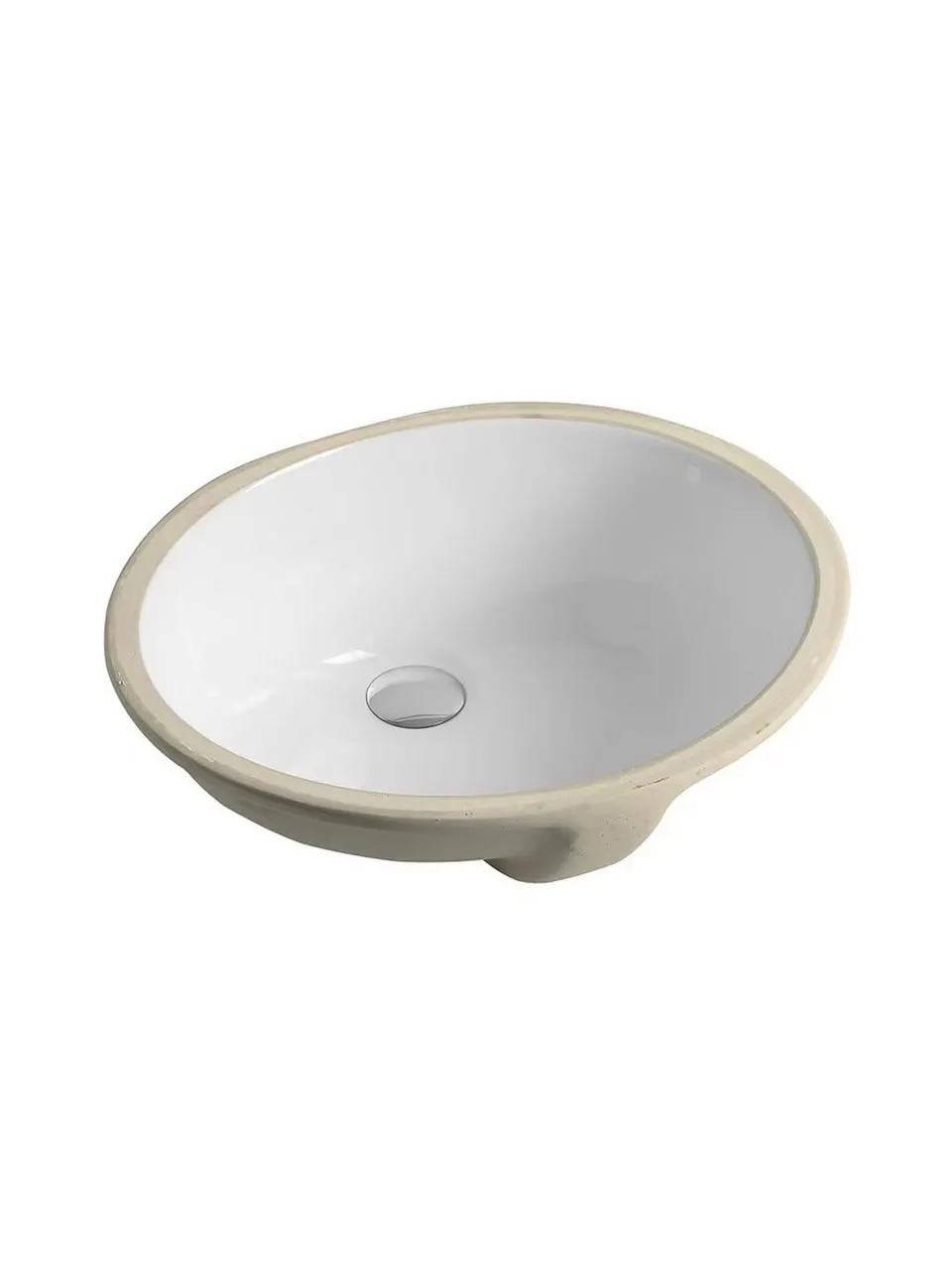 BOND S98-490 Раковина встраиваемая под столешницу 49,5х40,5х21см овальная белая с переливом — фото 3, Раковины встраиваемые сверху