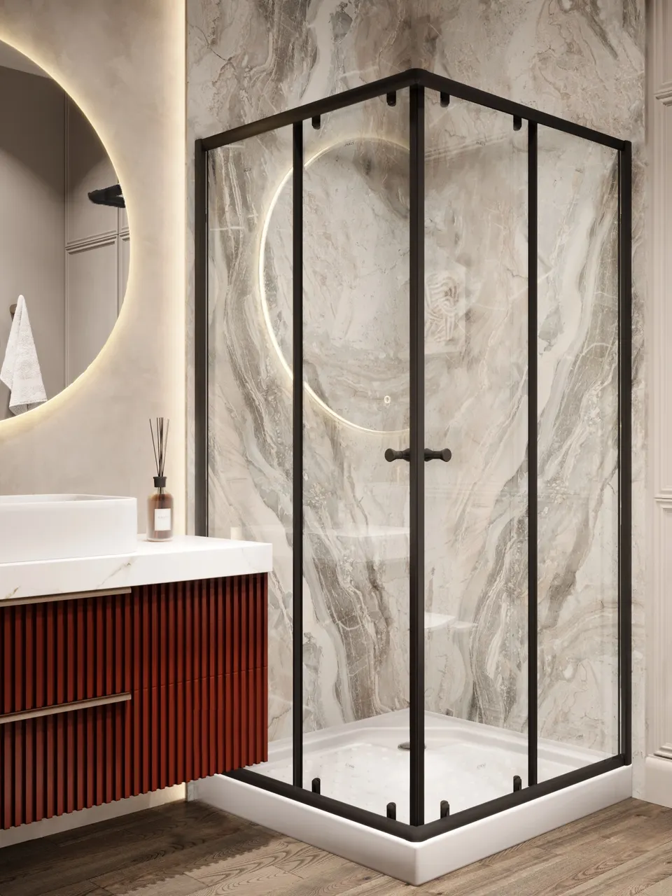 Товар: Уголок ZQ81B душевой PARLY с поддоном (80х80х190) - фото 1 Уголок ZQ81B душевой PARLY с поддоном (80х80х190) — фото 1, Душевые уголки