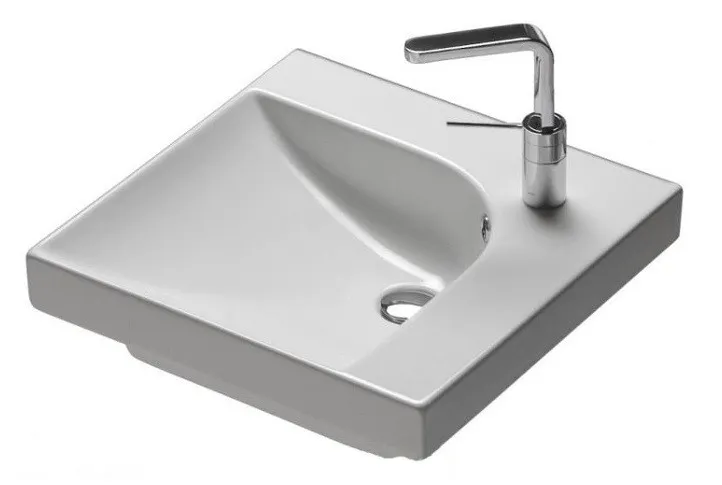 Раковина HATRIA GRANDANGOLO YXES01 подвесная или накладная с одним отверстием с переливом цвет белый — фото 1, Раковины