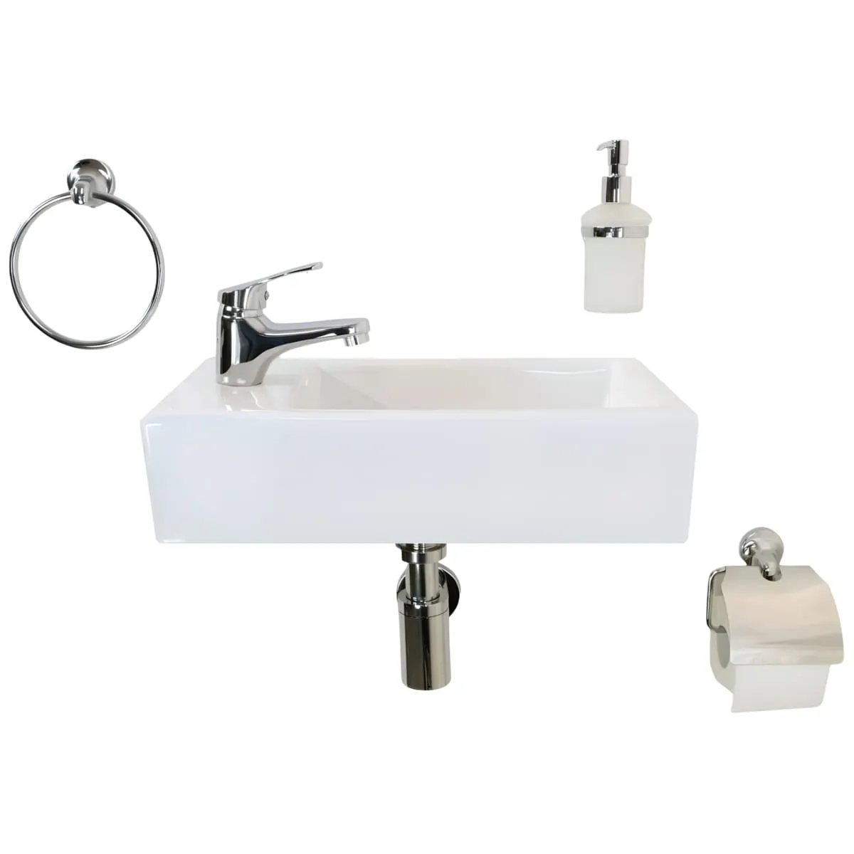 Раковина маленькая GS, 45x25x12 cm, отверстие слева. белая керамика 32266 — фото 13, Раковины