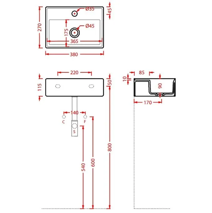 Раковина Artceram Scalino подвесная/накладная с одним отверстием цвет белый SCL0050100 SCL005 01 00 — фото 2, Раковины подвесные