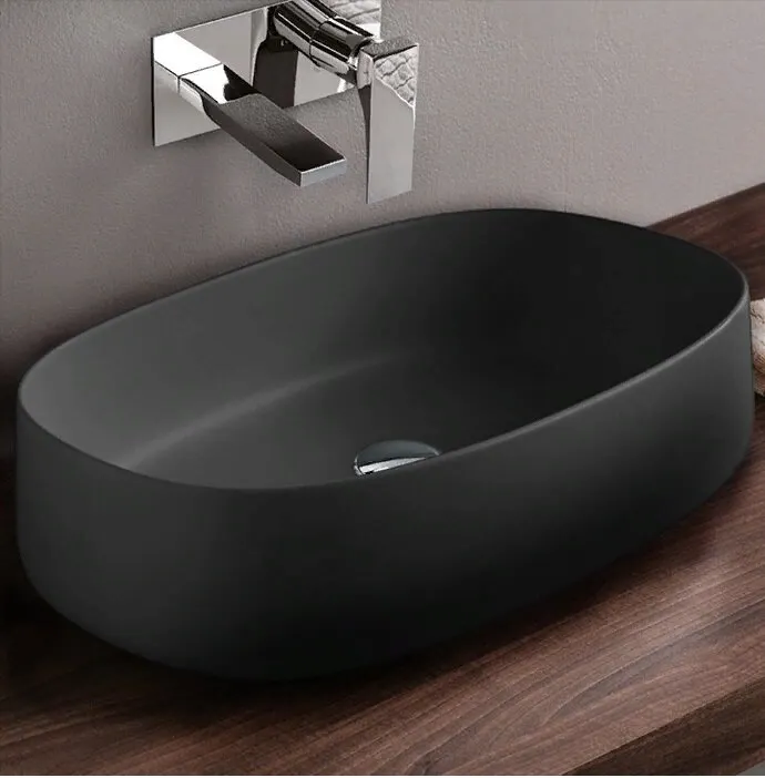 Раковина Artceram Cognac Quadro накладная без отверстий цвет черный матовый COL003 17 34 — фото 1, Раковины накладные