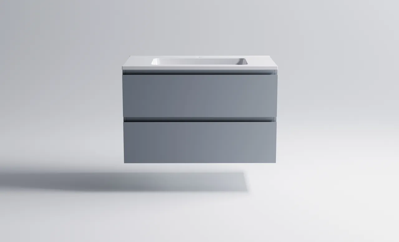 Товар: Нижний шкаф Альфа 90 с 2 ящиками серо-голубой (NCS S 3005-R80B матовый) + Раковина "Альфа 90" 3060007ncss3005-r80b+04010008 - фото 2 Нижний шкаф Альфа 90 с 2 ящиками серо-голубой (NCS S 3005-R80B матовый) + Раковина "Альфа 90" 3060007ncss3005-r80b+04010008 — фото 2, Тумбы с раковиной