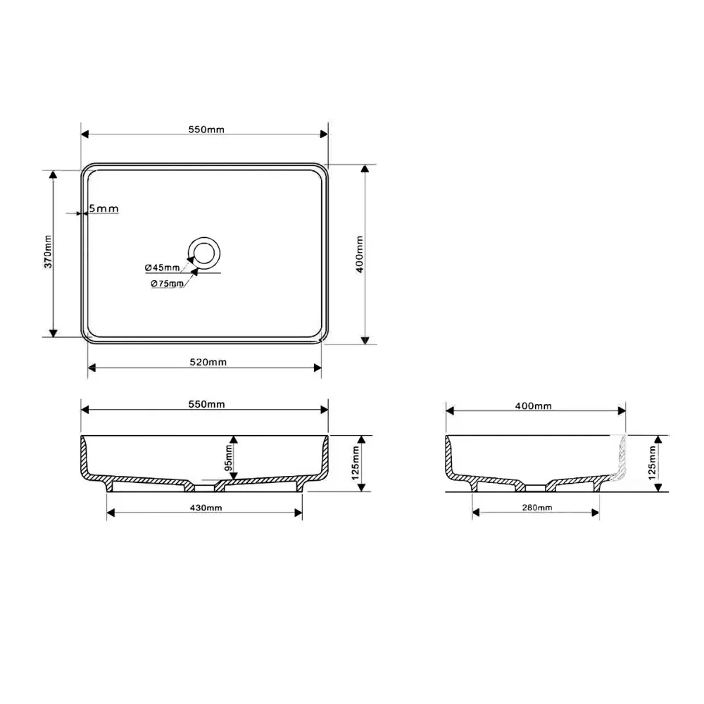 Раковина накладная ABBER Stein AS2629 белая матовая — фото 4, Раковины накладные