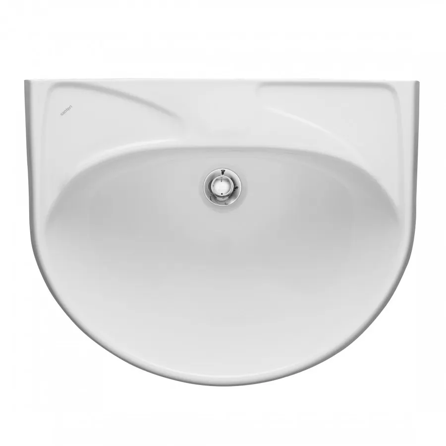 Товар: Умывальник "Вест" 57,5 см. без отв., с переливом (хром. кольцо) 1 сорт SANTERI 131118S0001B0 - фото 1 Умывальник "Вест" 57,5 см. без отв., с переливом (хром. кольцо) 1 сорт SANTERI 131118S0001B0 — фото 1, Раковины