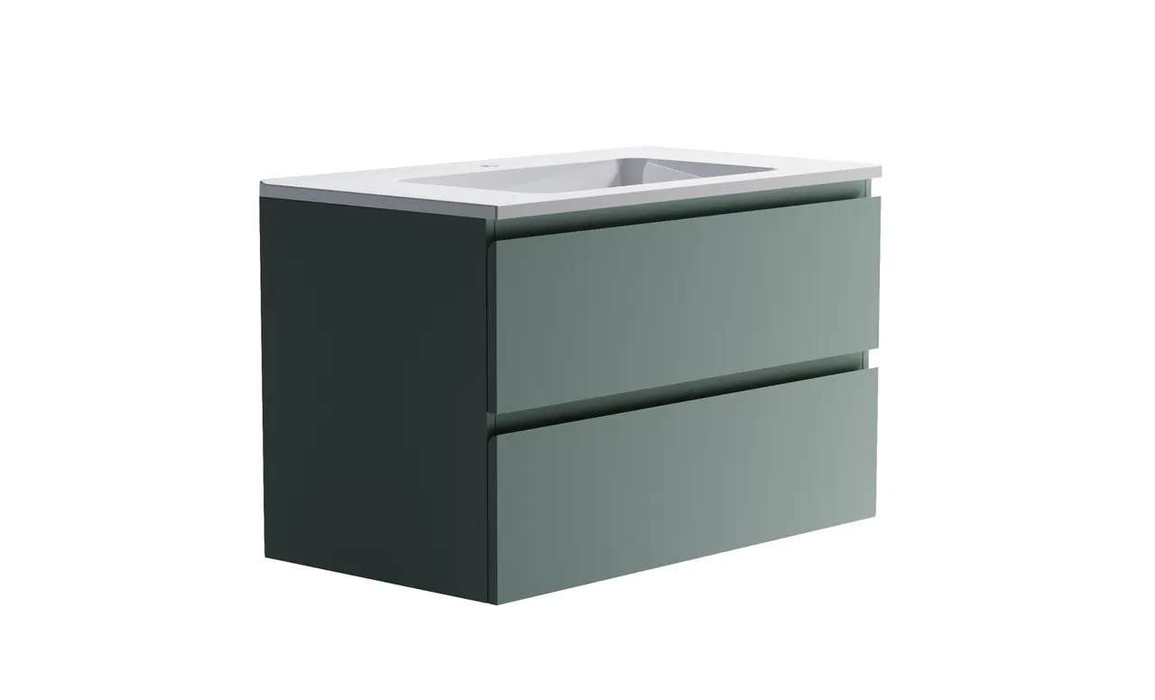 Товар: Нижний шкаф Альфа 90 с 2 ящиками зеленый (NCS S 3005-B80G матовый) + Раковина "Альфа 90" 3060007ncss3005-b80g+04010008 - фото 3 Нижний шкаф Альфа 90 с 2 ящиками зеленый (NCS S 3005-B80G матовый) + Раковина "Альфа 90" 3060007ncss3005-b80g+04010008 — фото 3, Тумбы с раковиной