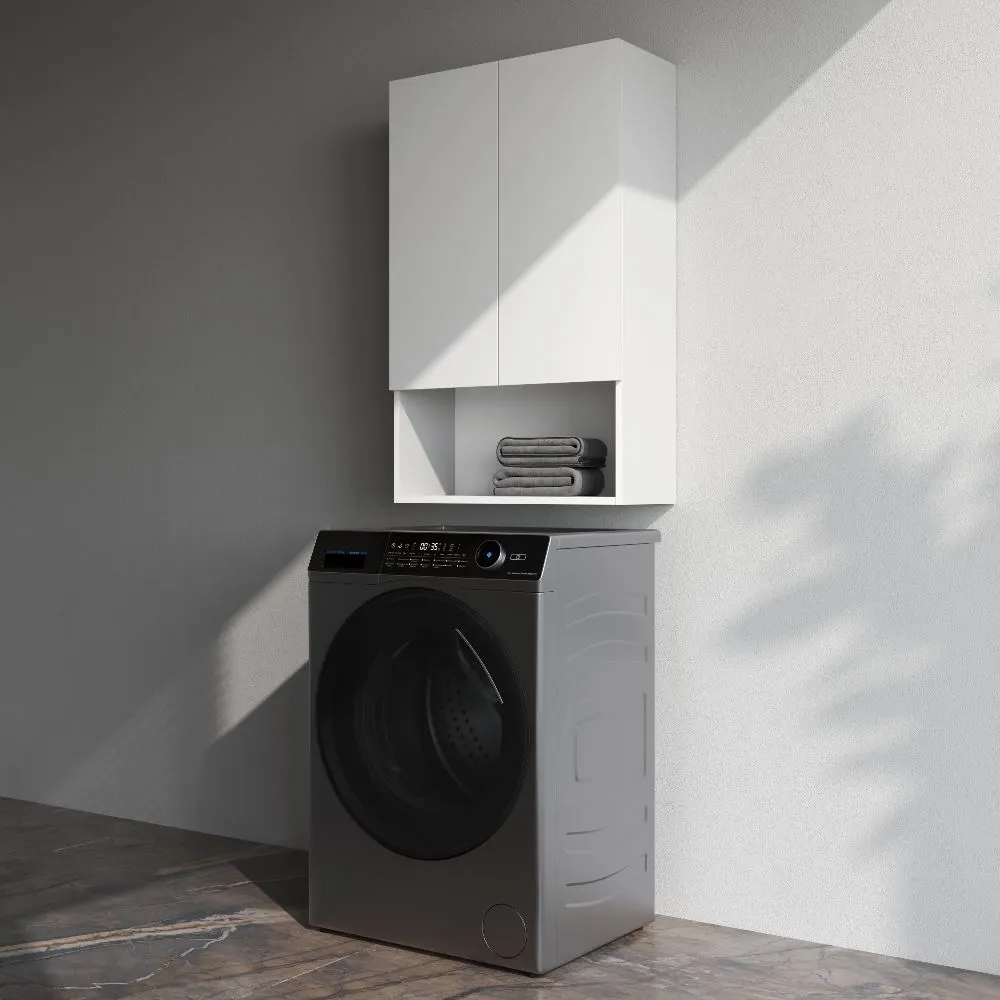 M85CHX06021WG X-Joy, Шкаф навесной с дверками и открытой полкой, 60 см, белый глянец — фото 1, Шкафы для ванной