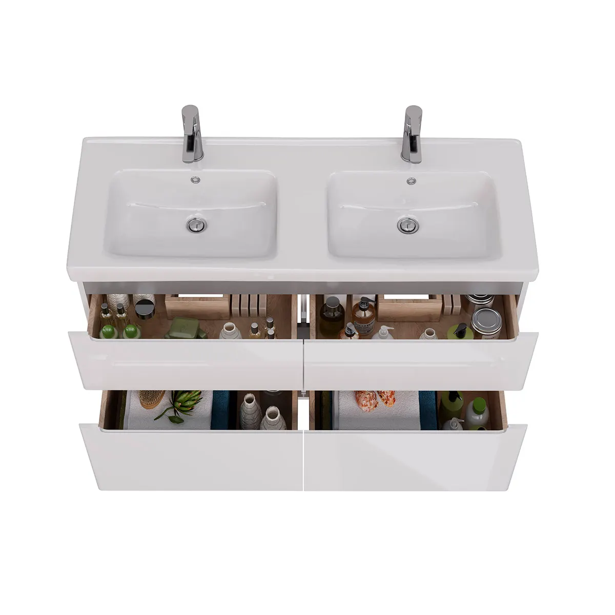 Товар: Тумба Lemark BUNO 125 см под 2 раковины, подвесная/напольная, 4 ящика, цвет планки: Серый, цвет корп LM04B125T - фото 2 Тумба Lemark BUNO 125 см под 2 раковины, подвесная/напольная, 4 ящика, цвет планки: Серый, цвет корп LM04B125T — фото 2, Тумбы под раковину