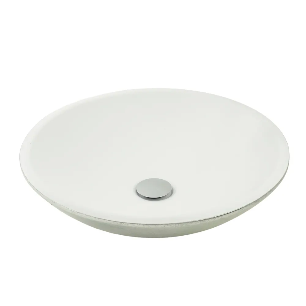 ARENA Раковина накладная круглая D46 см, белая/серебро, ГЛЯНЦЕВАЯ 31566 — фото 1, Раковины накладные