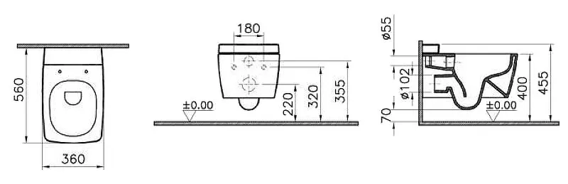 7672B003-0075 Metropole Rim-Ex безободковый подвесной унитаз без сиденья — фото 1, Подвесные унитазы