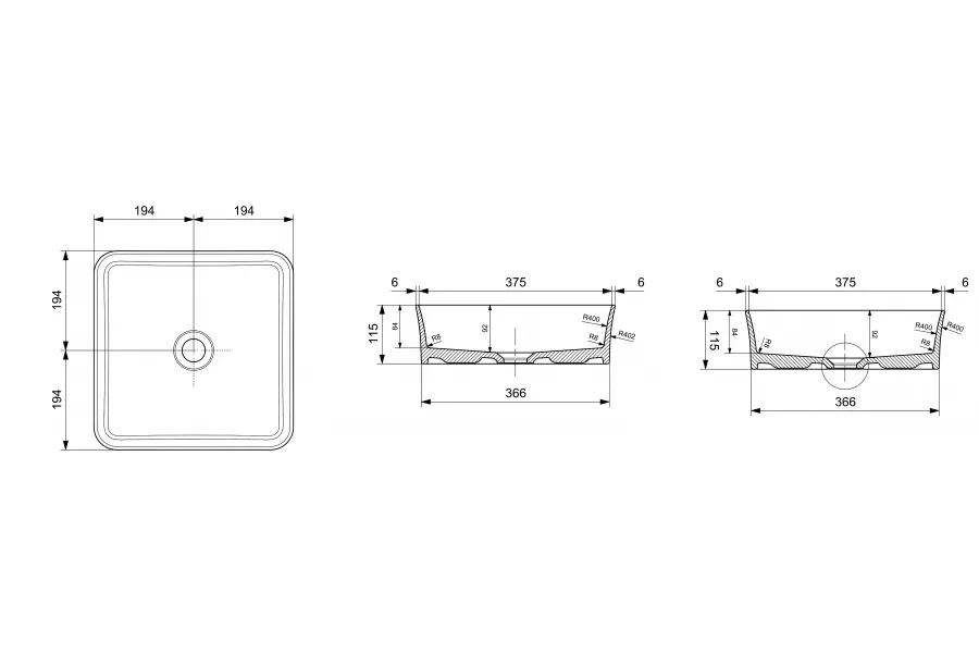 Товар: Раковина Ambassador Conrad 226T20002 (388*388*115) БЕЛАЯ - фото 3 Раковина Ambassador Conrad 226T20002 (388*388*115) БЕЛАЯ — фото 3, Раковины