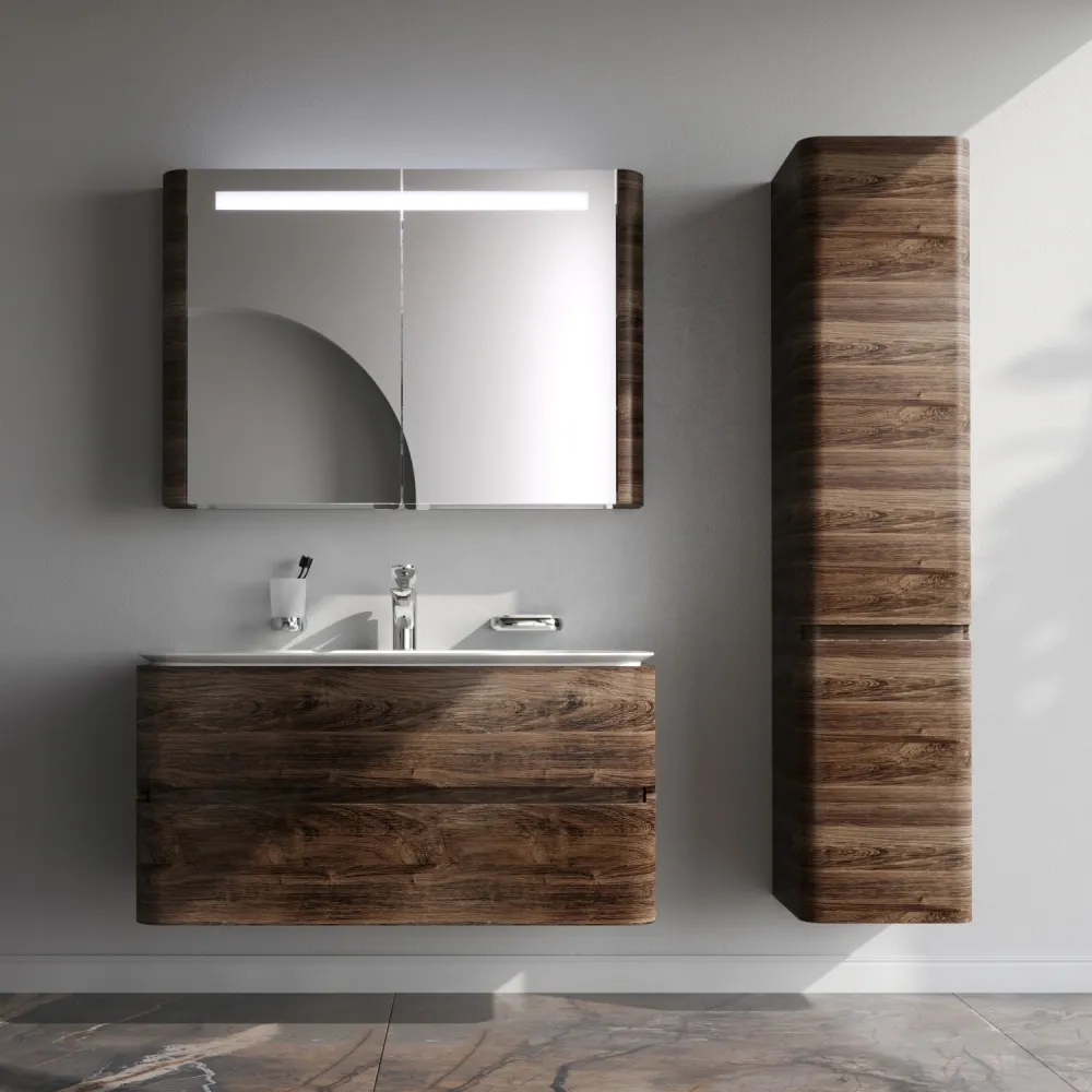 M30FHX1002NF Sensation, База под раковину, подвесная, 100 см, ящики, орех, текстурированная, шт — фото 2, Тумбы под раковину