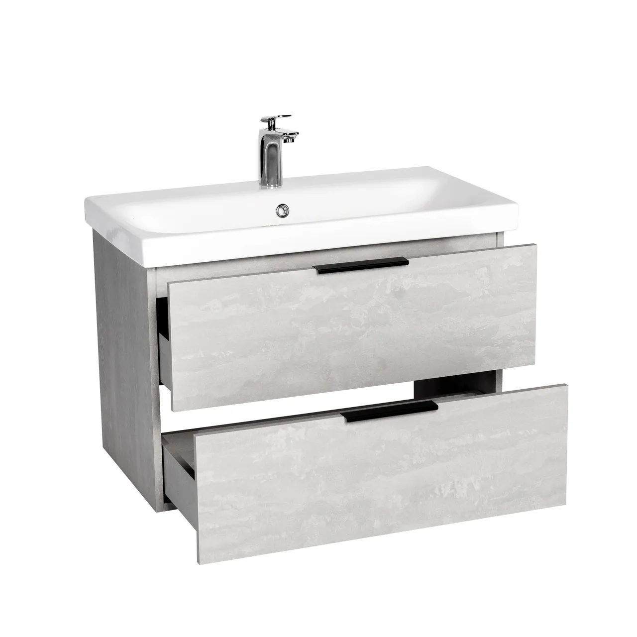 Тумба под раковину VIANT БЕРЛИН 80 подвесная цемент (VBER80MDC-T2YP) — фото 1, Тумбы под раковину