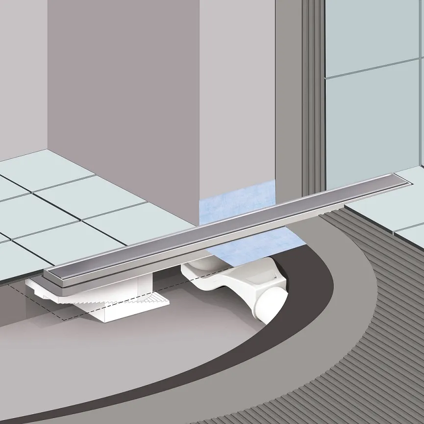 Желоб BERGES водосток напольный B1 Keramik 800 нержавеющая сталь, решетка бронза, S-сифон D50 боковой 094119 — фото 2, Душевые лотки