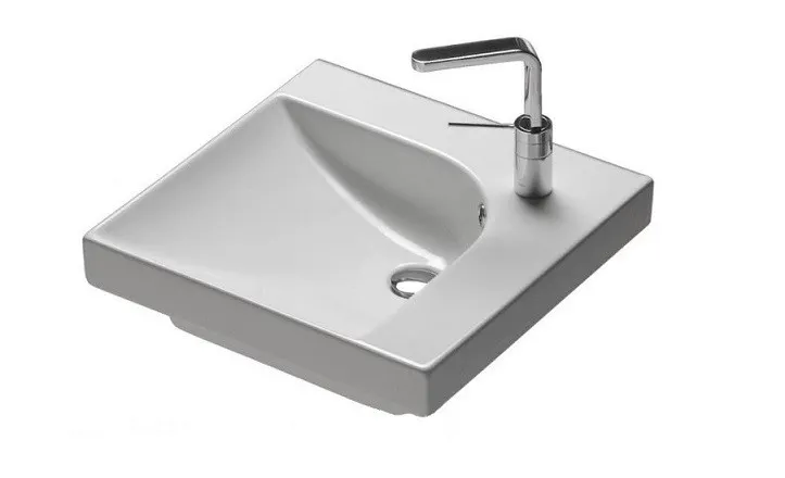 Раковина HATRIA GRANDANGOLO YXFB01 подвесная или на тумбу с одним отверстием с переливом цвет белый — фото 1, Раковины