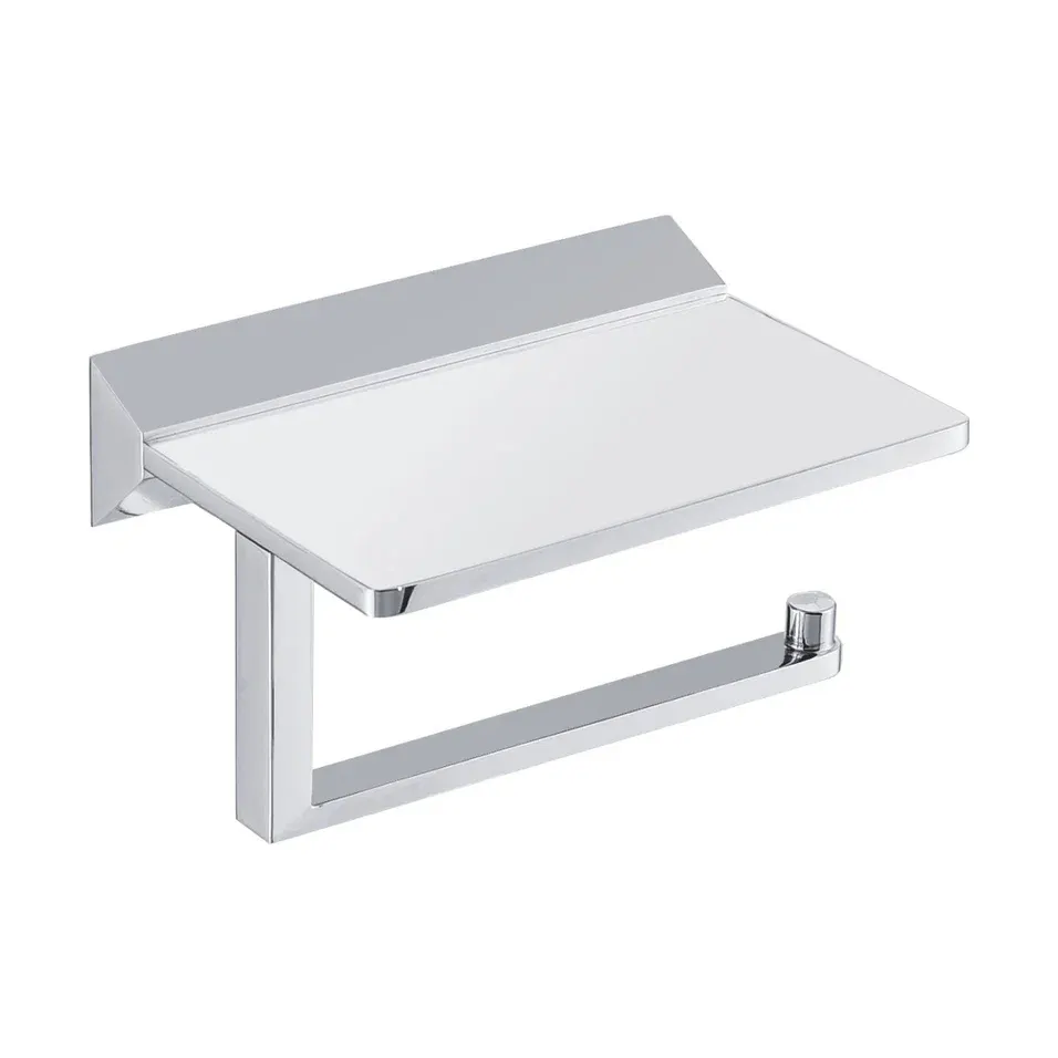 Держатель для туалетной бумаги с полочкой Rose RG1605, хром — фото 1, Держатели туалетной бумаги