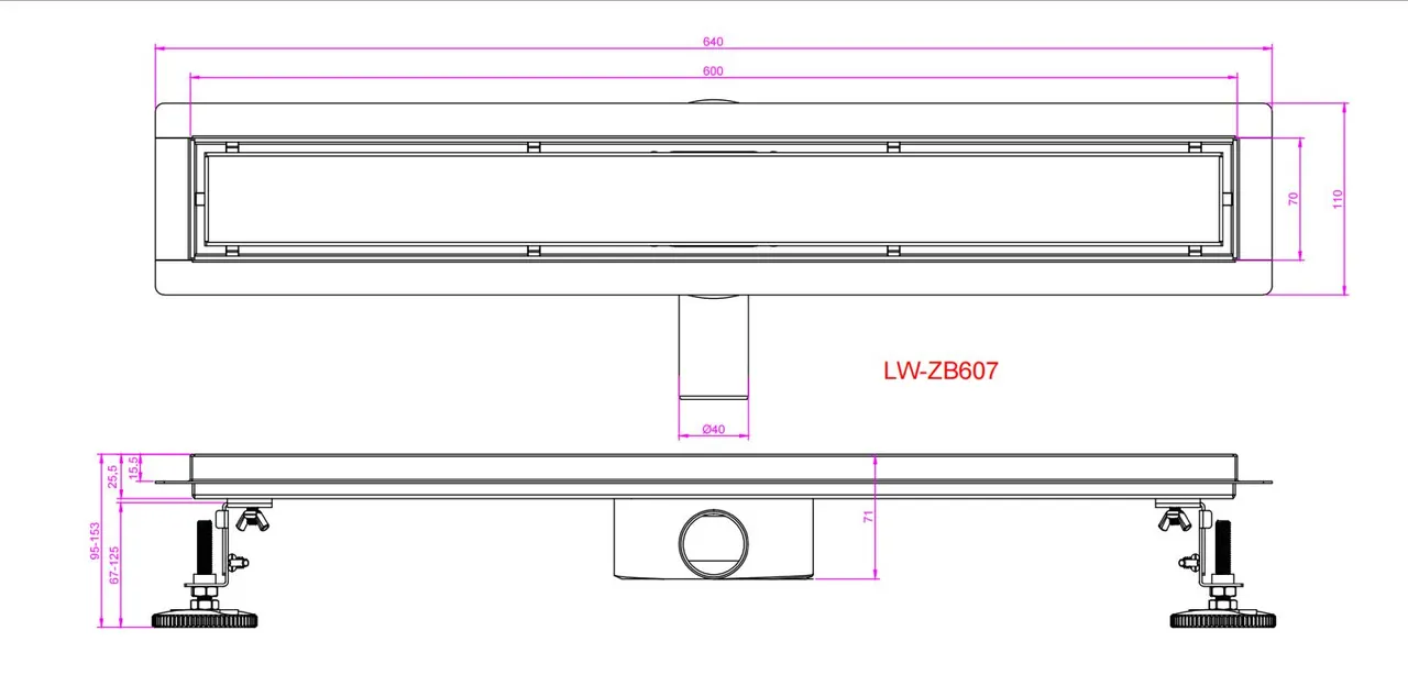 Трап LW-ZA607 душевой (70х600) Ceruttispa — фото 5, Трапы для душа