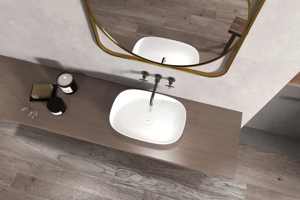 Раковина накладная ABBER Stein AS2637 белая матовая — фото 3, Раковины накладные