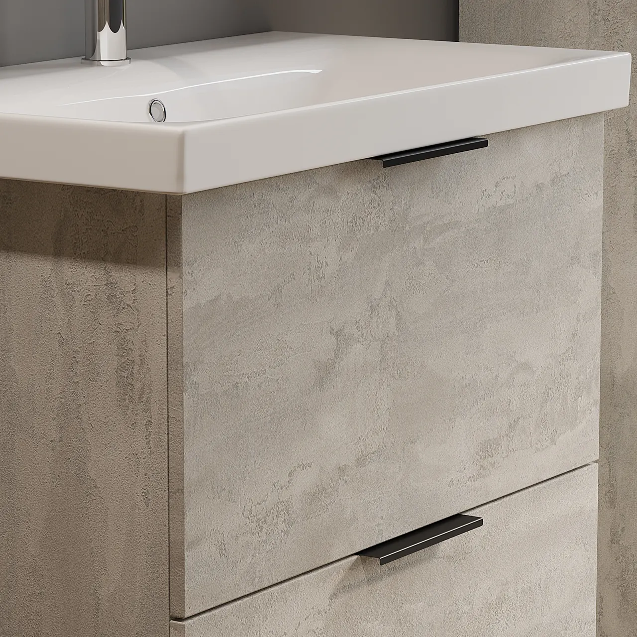 Зеркало со шкафом VIANT БЕРЛИН 60 подвесное цемент (VBER60C-ZSH) — фото 7, Зеркальные шкафы в ванную