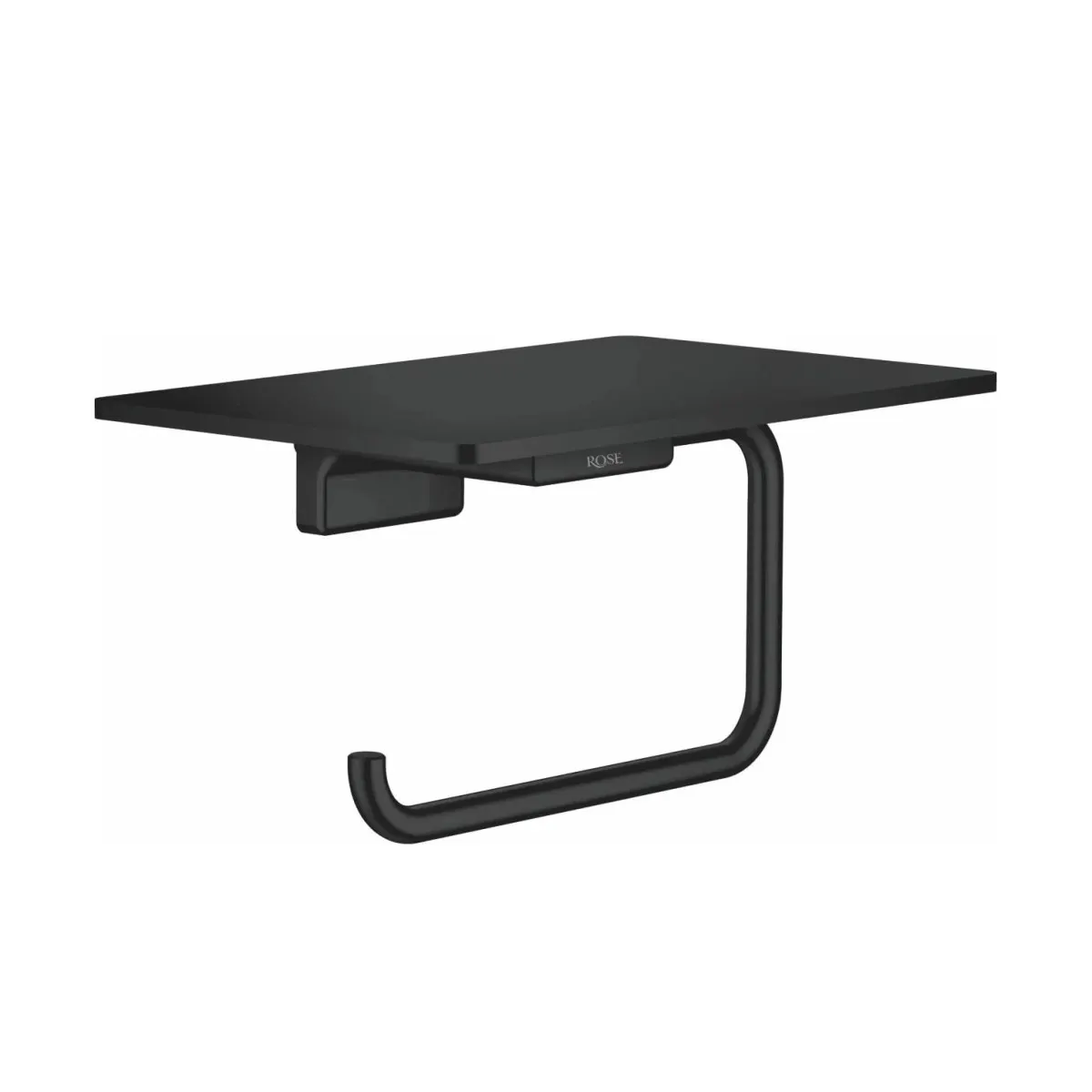 Держатель для туалетной бумаги с полочкой Rose RG1805H, черный — фото 1, Держатели туалетной бумаги