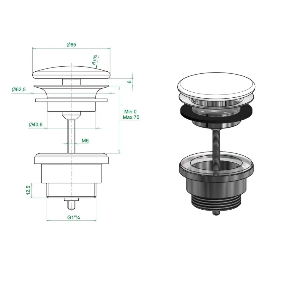 Товар: Донный клапан GLOBO для раковин цвет черный матовый FI024AR - фото 2 Донный клапан GLOBO для раковин цвет черный матовый FI024AR — фото 2, Донные клапаны