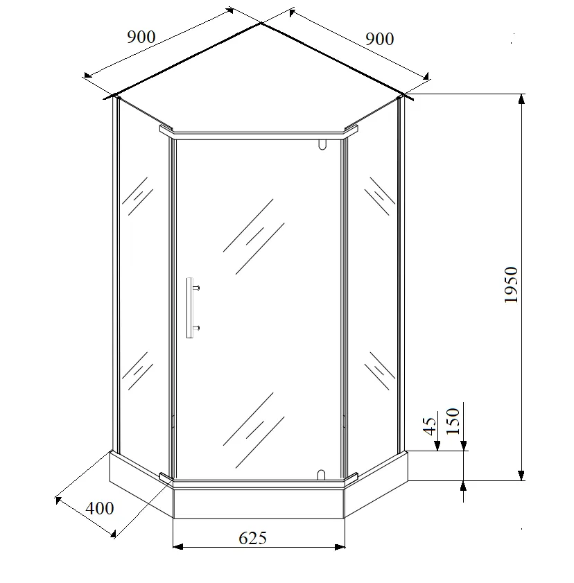 Товар: Уголок ZPE911BE душевой PARLY с поддоном (90х90х190) - фото 14 Уголок ZPE911BE душевой PARLY с поддоном (90х90х190) — фото 14, Душевые уголки