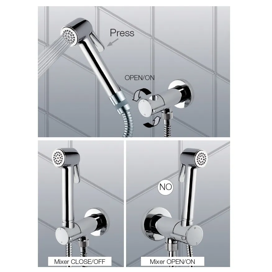 Гигиенический душ Bossini Nikita E37008B.043 c прогрессивным смесителем со встраиваемой частью цвет золото сатинированное — фото 1, Гигиенические души