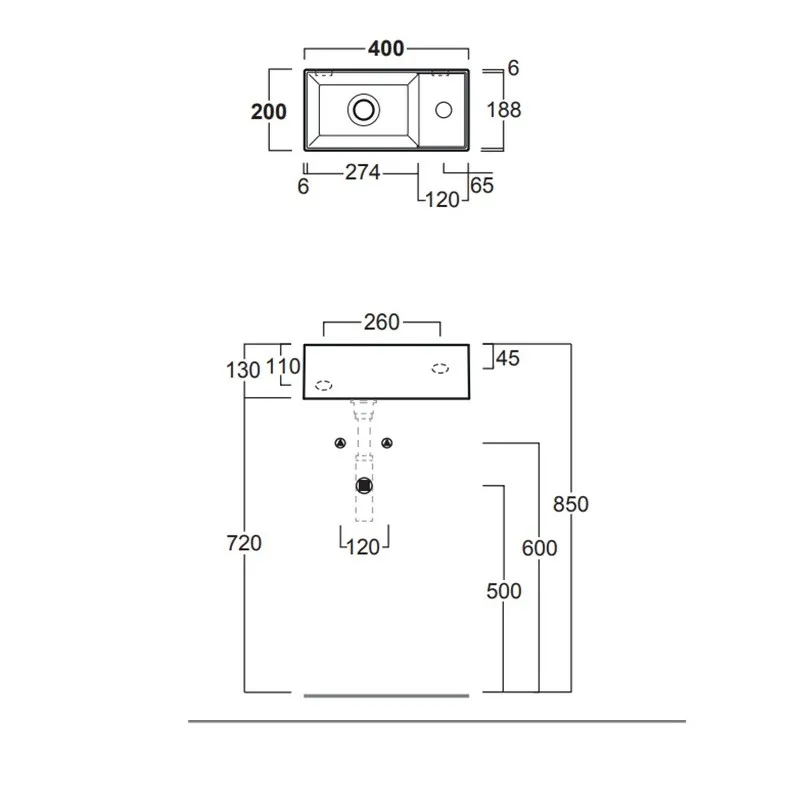 Раковина SIMAS AGILE подвесная или накладная с одним отверстием с полкой правой цвет белый AG20 — фото 2, Раковины накладные