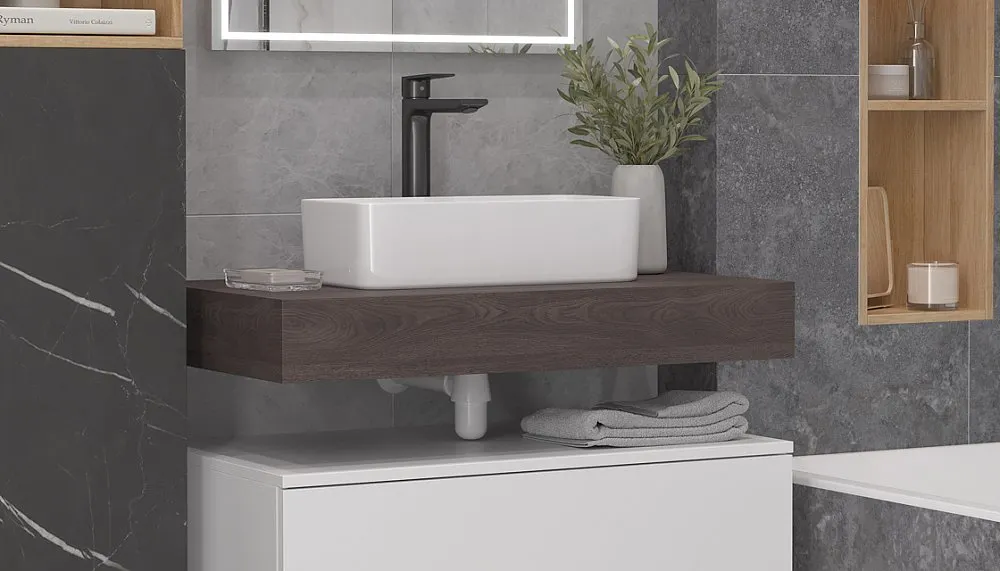 Столешница VELVEX Unit 80, дуб карпентер st.UNI.80-628 — фото 2, Столешницы под раковину