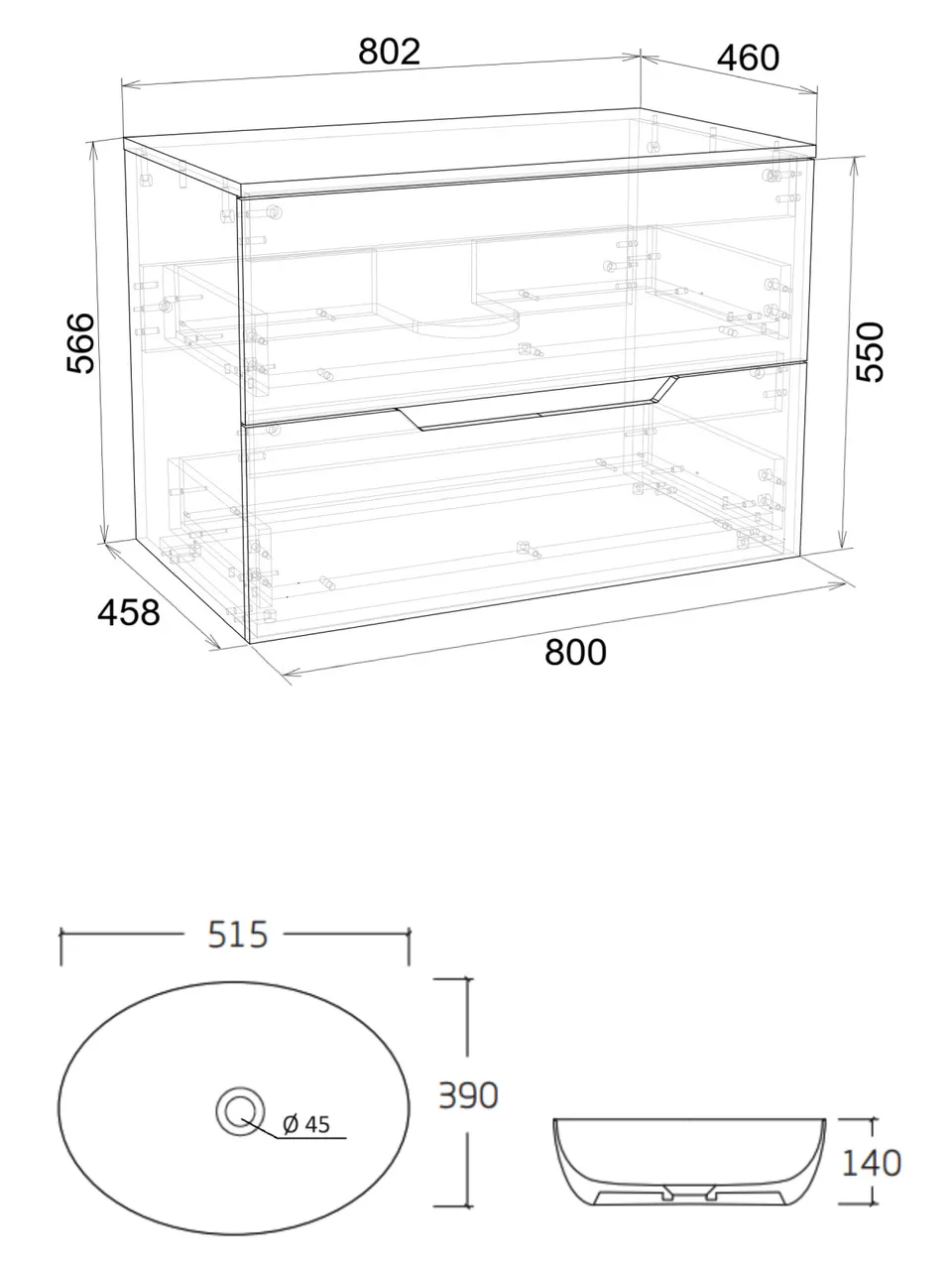 Товар: Orange Line Li-80TubMDF+B05-520W тумба с раковиной подвесная 80 см, черный/белый Li-80TubMDF+B05-520W - фото 2 Orange Line Li-80TubMDF+B05-520W тумба с раковиной подвесная 80 см, черный/белый Li-80TubMDF+B05-520W — фото 2, Тумбы с раковиной