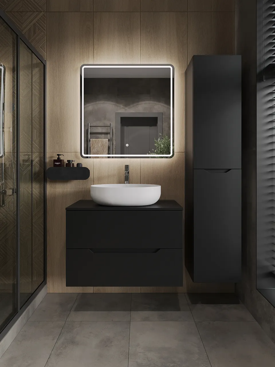 Товар: Orange Line Li-80TubMDF+B05-520W тумба с раковиной подвесная 80 см, черный/белый Li-80TubMDF+B05-520W - фото 5 Orange Line Li-80TubMDF+B05-520W тумба с раковиной подвесная 80 см, черный/белый Li-80TubMDF+B05-520W — фото 5, Тумбы с раковиной