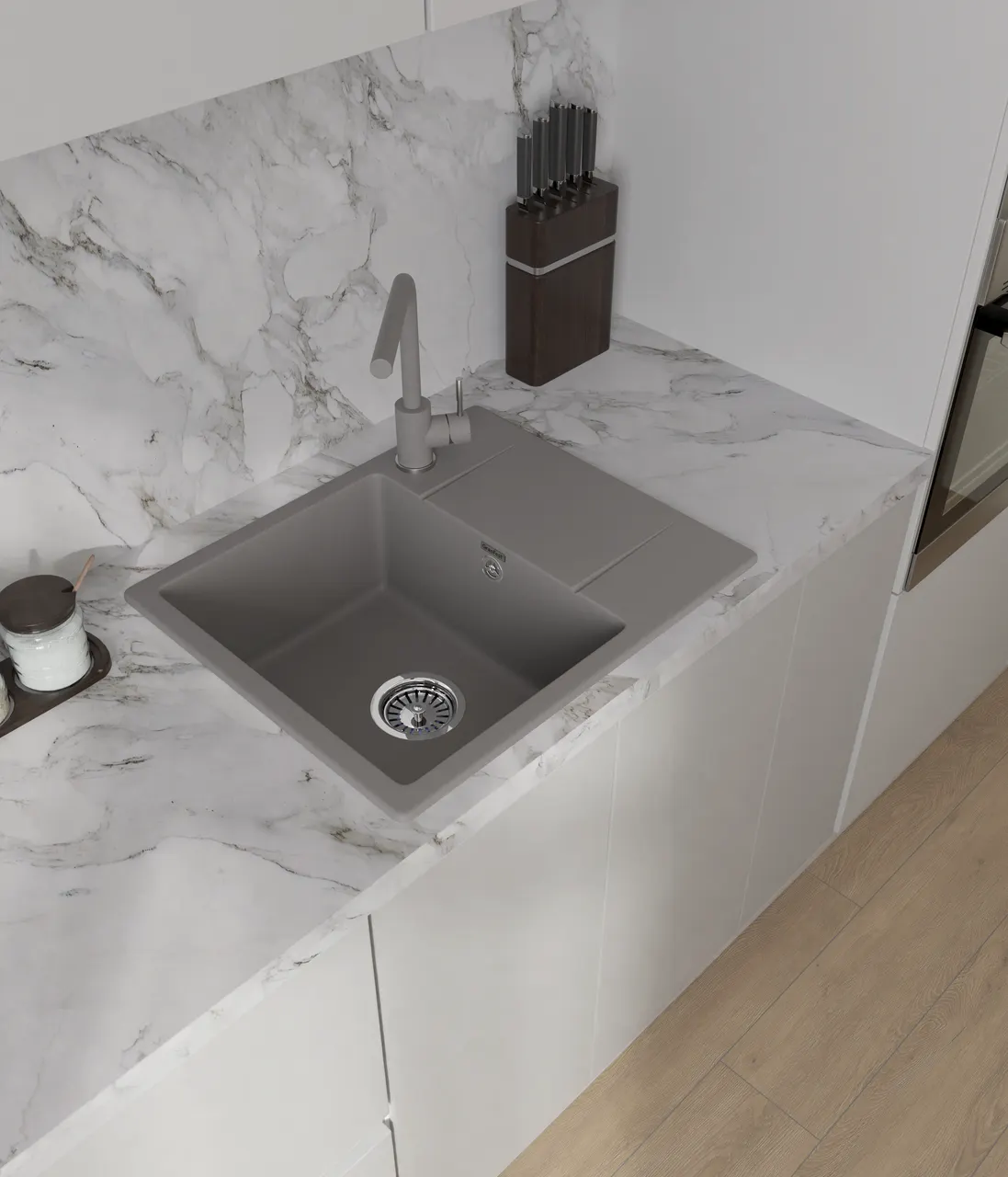 Товар: GRANFEST Мойка URBAN 258L 1-чаша+крыло 580*490мм темно-серый арт.GF-UR- 258L темно-серый - фото 2 GRANFEST Мойка URBAN 258L 1-чаша+крыло 580*490мм темно-серый арт.GF-UR- 258L темно-серый — фото 2, Кухонные мойки