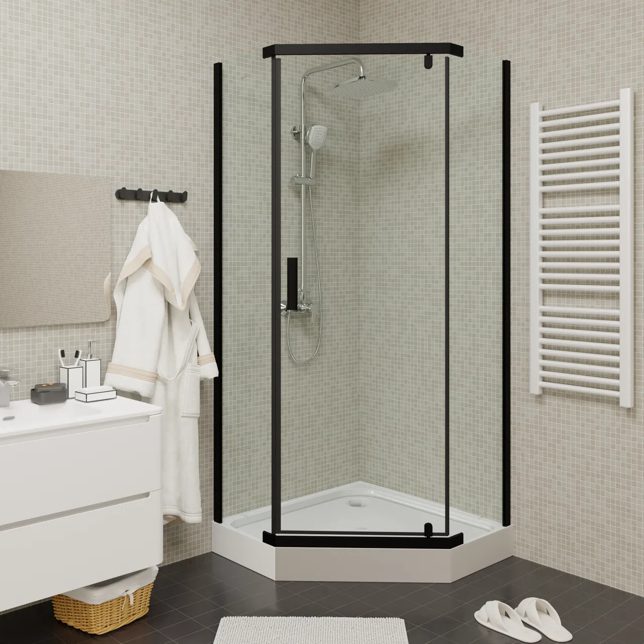 Товар: Уголок ZPE911BE душевой PARLY с поддоном (90х90х190) - фото 2 Уголок ZPE911BE душевой PARLY с поддоном (90х90х190) — фото 2, Душевые уголки