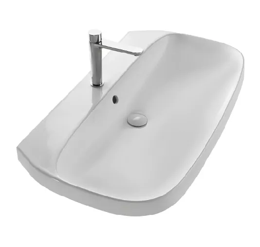 Раковина HATRIA ABITO YXXH01 подвесная или накладная с одним отверстием с переливом цвет белый — фото 1, Раковины