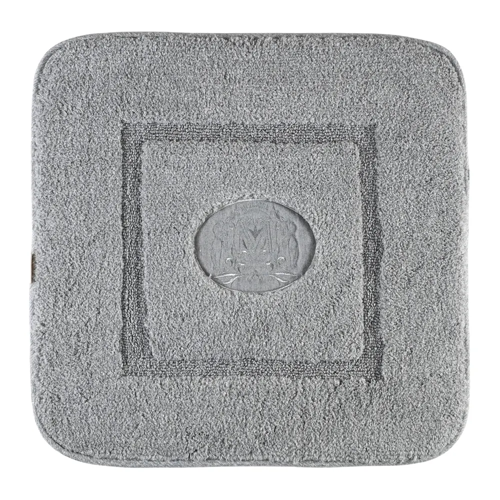 Коврик д/ванной комнаты 60х60 см., вышивка логотип MIGLIORE, серый, окантовка серебро 30763 — фото 1, Коврики для ванной комнаты