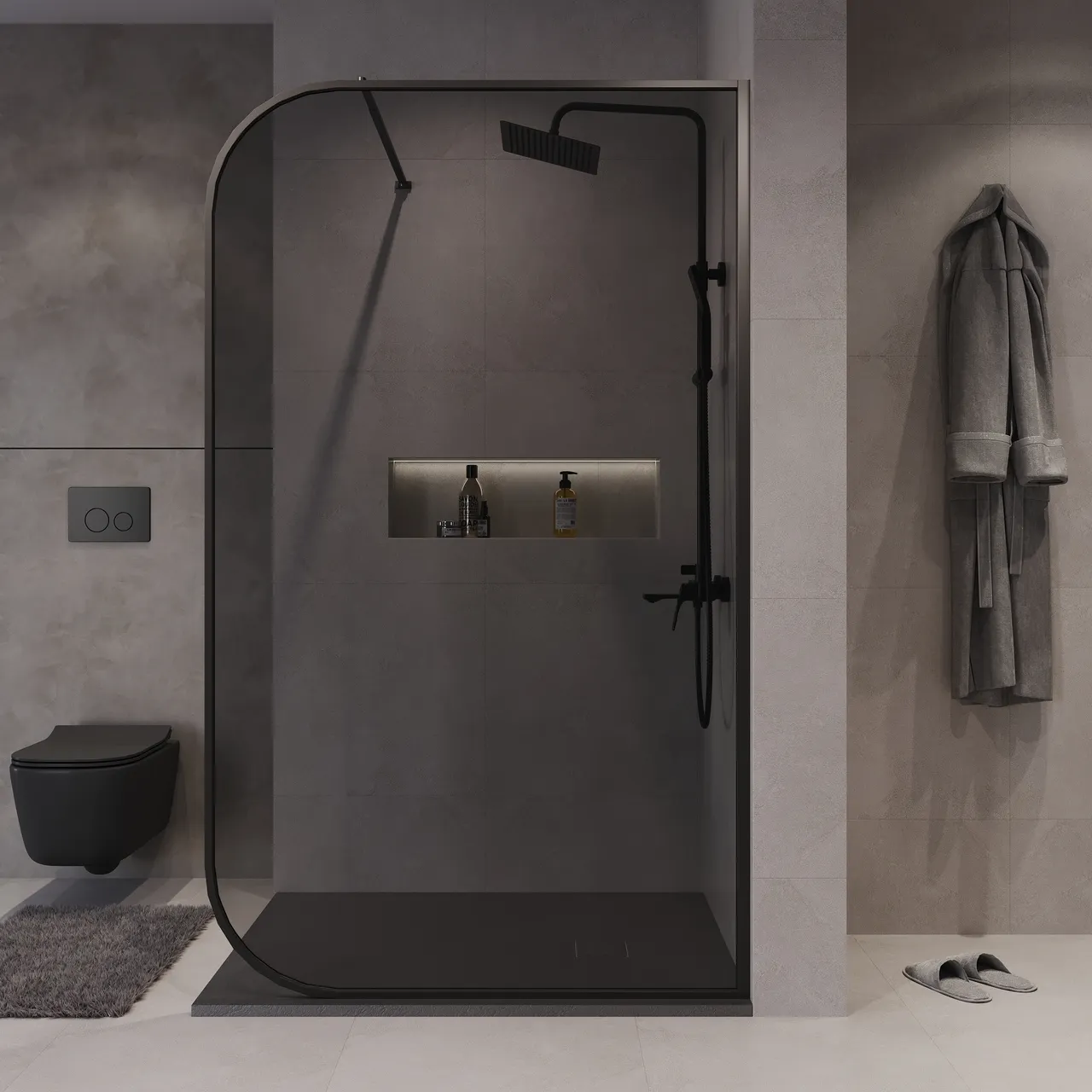 Товар: Душевая перегородка Niagara Nova NG-689-10TBLACK (100х200) черный матовый,стекло тонированное,1 место - фото 3 Душевая перегородка Niagara Nova NG-689-10TBLACK (100х200) черный матовый,стекло тонированное,1 место — фото 3, Душевые перегородки