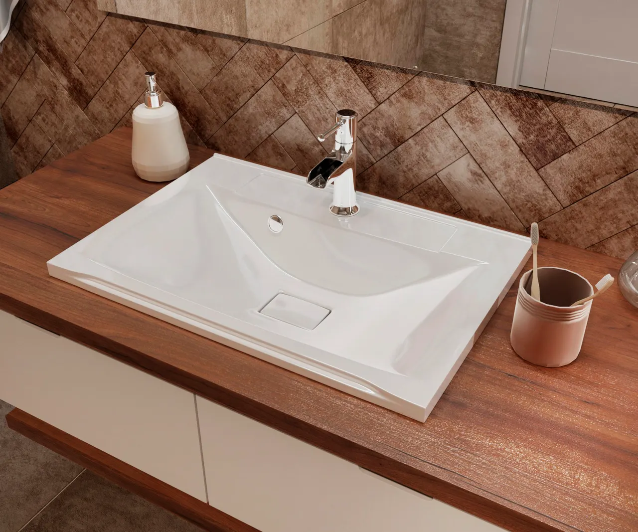 Раковина мебельная и на столешницу Milen 120 4627173210478 — фото 5, Раковины накладные