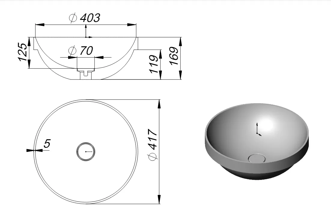 Раковина CAPELLA Soft Rock Color 41,7 Х 41,7 RAL* 1.02.021.11.3 — фото 3, Раковины