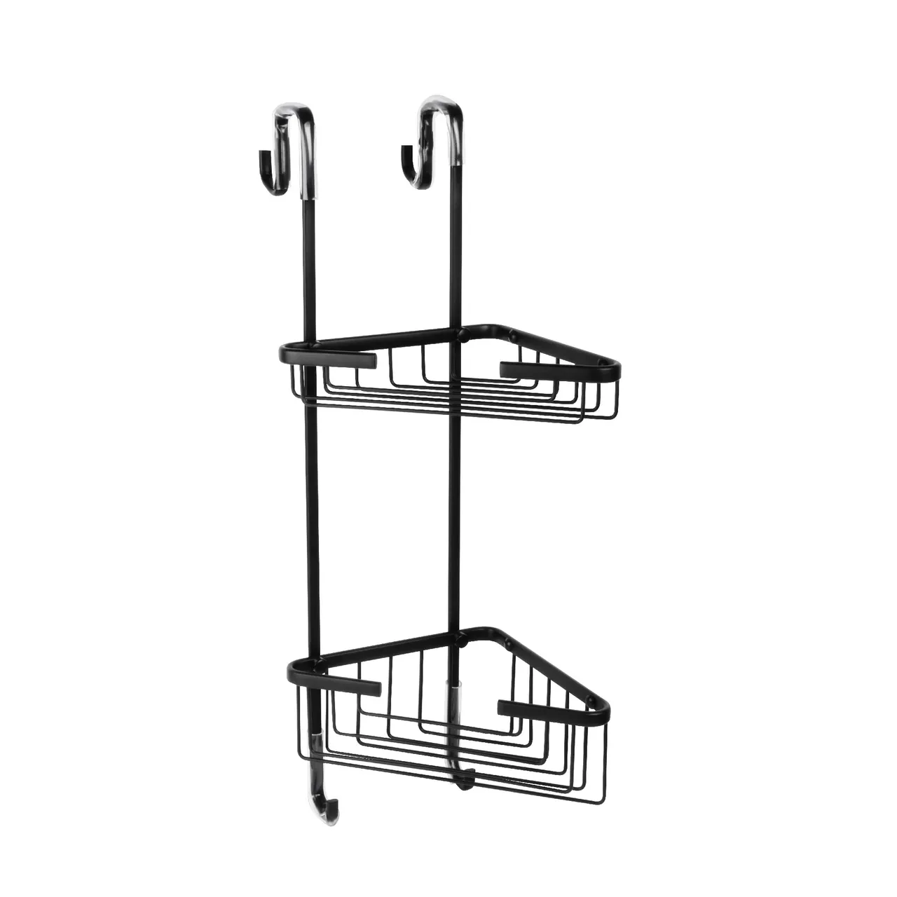 Полка для душевой кабины угловая Fixsen двухэтажная черная латунь FX-853B-2 — фото 1, Полки для ванной и душа