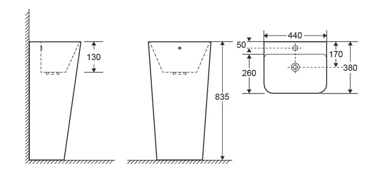 Раковина SANDRA напольная Ceruttispa 440х380х835 CT7828 — фото 3, Раковины напольные