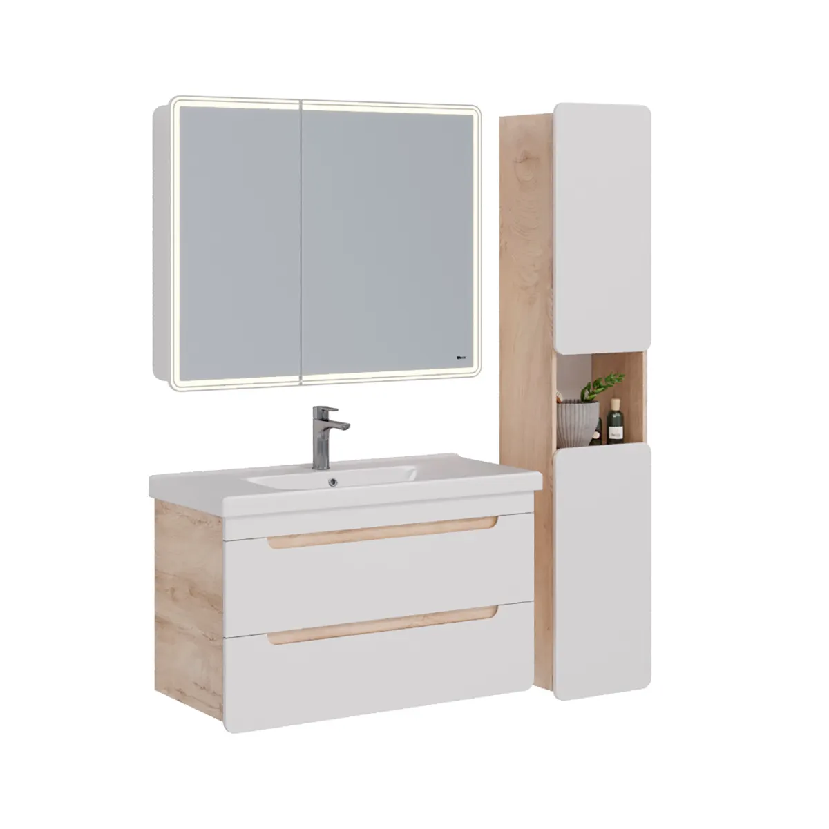 Товар: Тумба Lemark OLIVIA 100 см под 1 раковину, подвесная, 2 ящика, цвет корпуса: Дуб кантри, цвет фасада LM08OL100T - фото 6 Тумба Lemark OLIVIA 100 см под 1 раковину, подвесная, 2 ящика, цвет корпуса: Дуб кантри, цвет фасада LM08OL100T — фото 6, Тумбы под раковину