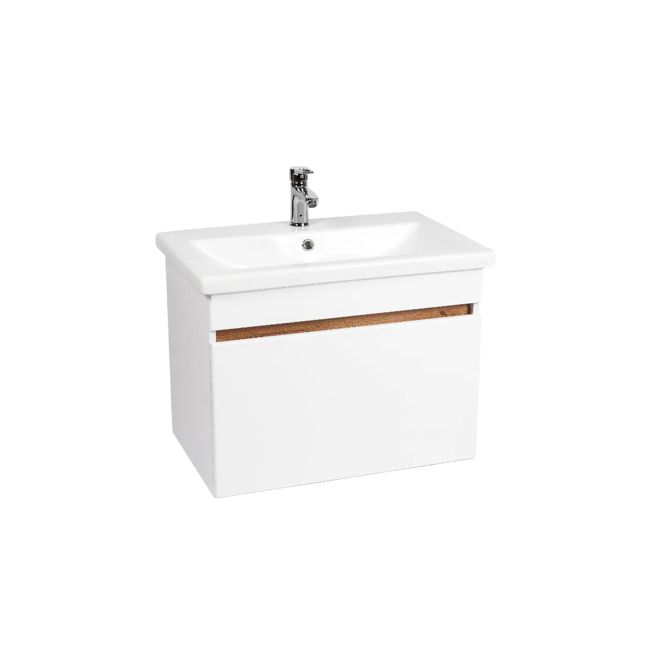 Тумба под раковину VIANT МАЛЬТА 80 подвесная белый/дуб вотан (VMAL80CO-T1YP) — фото 2, Тумбы под раковину