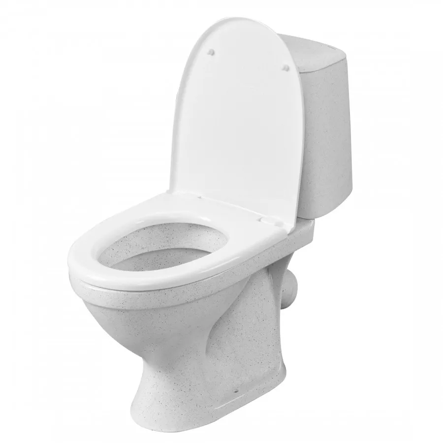 Товар: Унитаз-компакт "Соната" косой выпуск,1 сорт,с кнопочной арматурой и сиденьем,крап на белом ,SANTERI 1P2012S0100BF - фото 1 Унитаз-компакт "Соната" косой выпуск,1 сорт,с кнопочной арматурой и сиденьем,крап на белом ,SANTERI 1P2012S0100BF — фото 1, Напольные унитазы