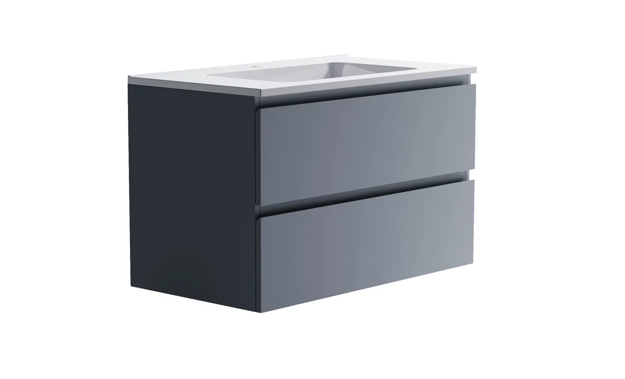 Товар: Нижний шкаф Альфа 90 с 2 ящиками серо-голубой (NCS S 3005-R80B матовый) + Раковина "Альфа 90" 3060007ncss3005-r80b+04010008 - фото 3 Нижний шкаф Альфа 90 с 2 ящиками серо-голубой (NCS S 3005-R80B матовый) + Раковина "Альфа 90" 3060007ncss3005-r80b+04010008 — фото 3, Тумбы с раковиной