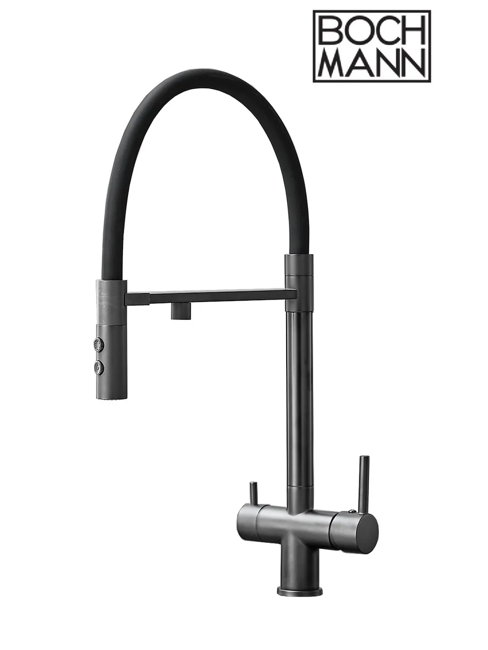Cмеситель TORRE GR из нержавеющей стали для кухни BOCH MANN, с гибким изливом, цвет СЕРЫЙ BM11170 — фото 2, Смесители для кухни