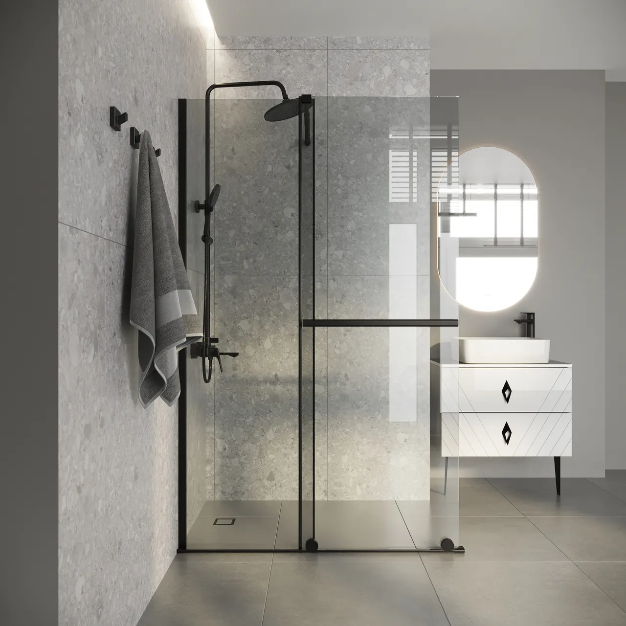 Товар: Душевая перегородка Niagara Nova NG-671-12BLACK (120х200) черный матовый,раздвижная,стекло прозрачное,1 место - фото 3 Душевая перегородка Niagara Nova NG-671-12BLACK (120х200) черный матовый,раздвижная,стекло прозрачное,1 место — фото 3, Душевые перегородки