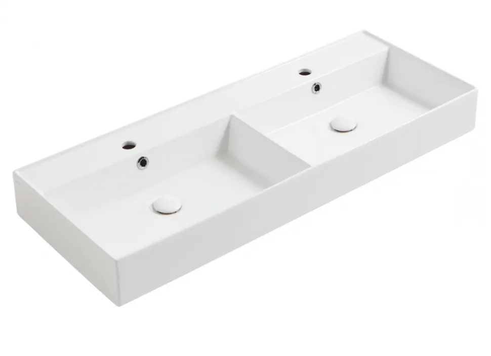 Раковина SIMAS AGILE двойная подвесная или накладная с одним отверстием цвет белый AG121D — фото 1, Раковины накладные