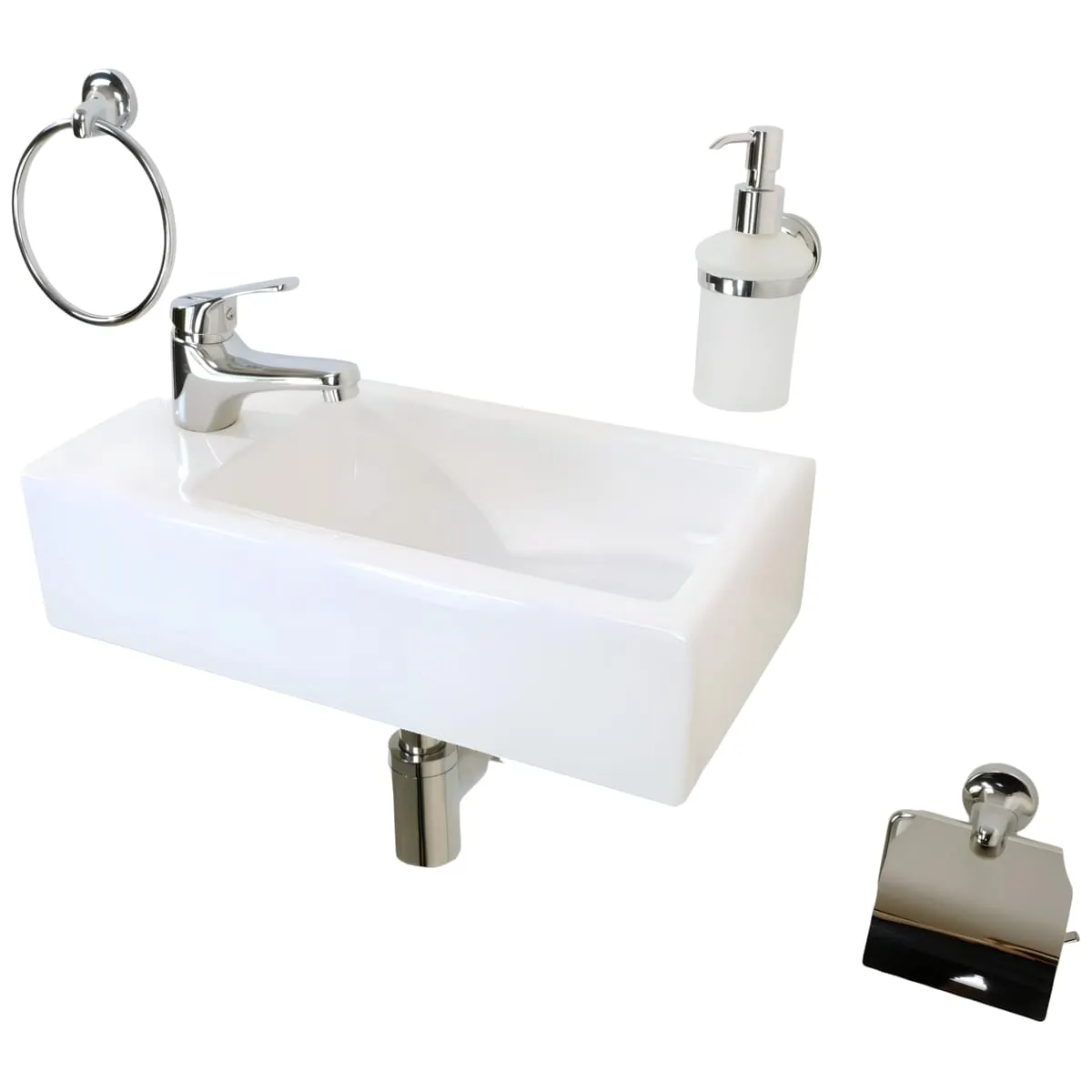 Раковина маленькая GS, 45x25x12 cm, отверстие слева. белая керамика 32266 — фото 16, Раковины