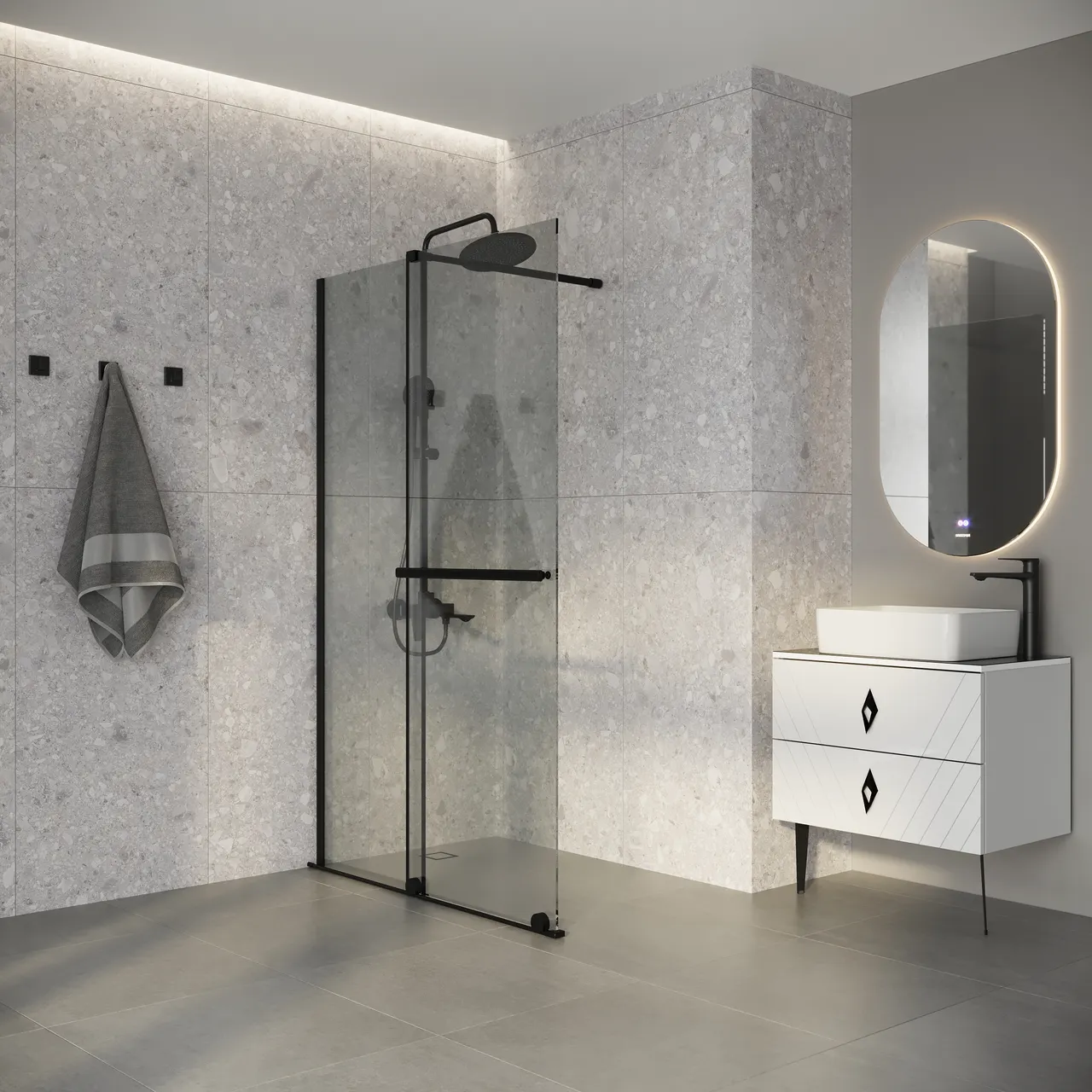 Товар: Душевая перегородка Niagara Nova NG-671-12BLACK (120х200) черный матовый,раздвижная,стекло прозрачное,1 место - фото 2 Душевая перегородка Niagara Nova NG-671-12BLACK (120х200) черный матовый,раздвижная,стекло прозрачное,1 место — фото 2, Душевые перегородки